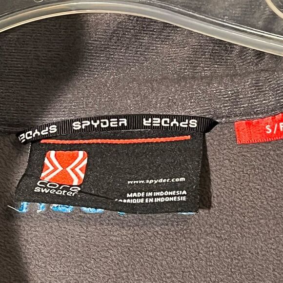 Spyder core sweater jacket dark gray/ black teal accent size S partial zip front - Picture 2 of 7